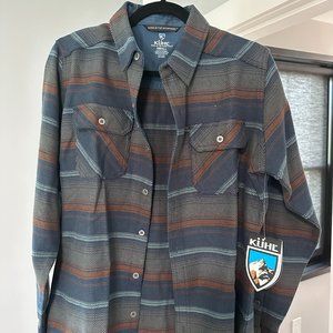 NWT KÜHL Men's Disordr Long Sleeve Flannel Shirt Size Small Maya Blue